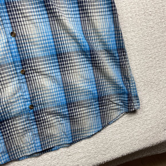 Y2K Oakley Blue Plaid Short Sleeve Button Down Shirt Mens 2XL Regular Fit - Picture 5 of 15